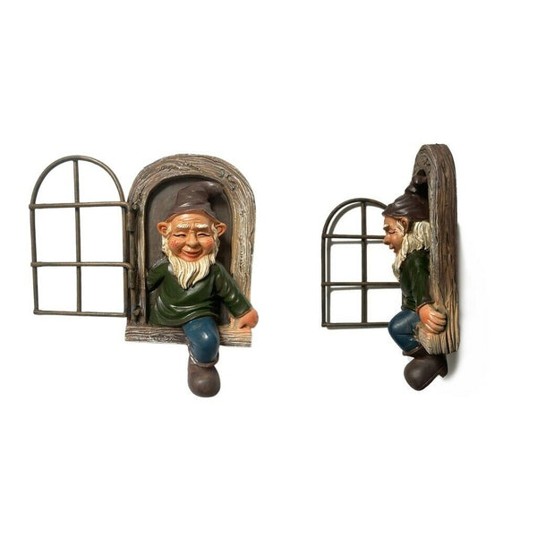 2pc Elf Out The Door Tree Hugger Garden Peeker Yard Art Whimsical Tree Sculpture