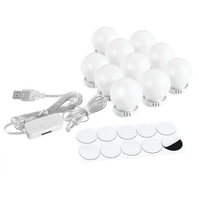 10Pcs Makeup Mirror Vanity Led Light Bulbs Lamp Kit Lighted Make Up Mirrors S8V4