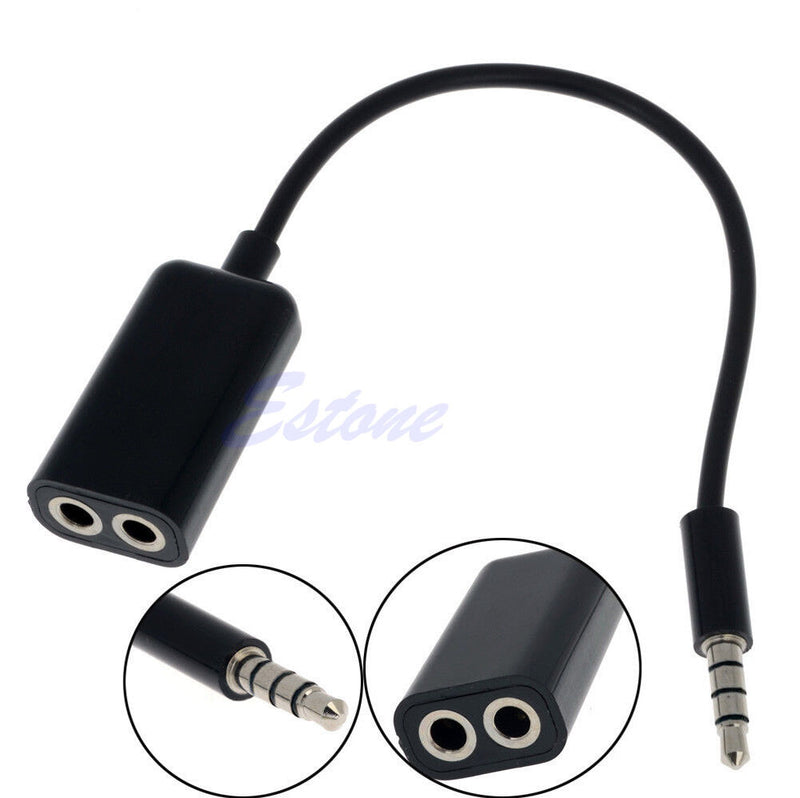 3.5mm Stereo Audio Male To Earphone Headset Microphone Adapter Cell Phone PC
