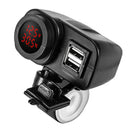 5V 2 USB Motorcycle Waterproof Phones Charger Socket Adapter Voltmeter Red
