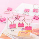 100Pcs Pink Clip Heart Hollow Out Metal Binder Clips Notes Letter Paper Cli