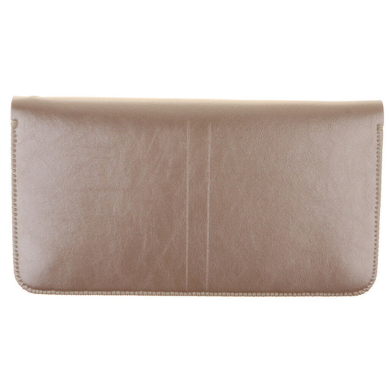 Premium Leather Zipper Wallet Multi-Functional Handbag  Champagne