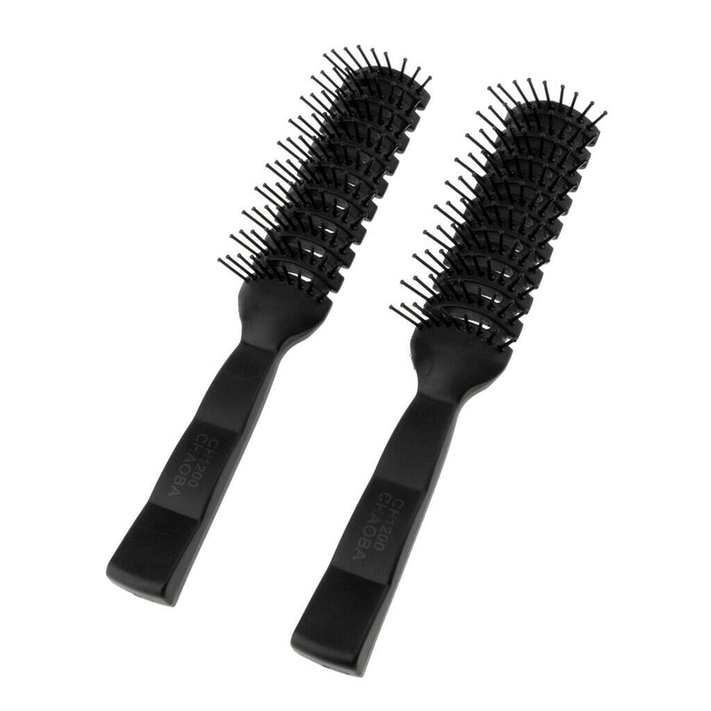 (Pack 2) 7.7'' Plastic Black Handle Ribs Hair Comb Brushes, Hair Comb for