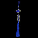 Wealth Success 5 Copper Coin China Knot Blue Rope Feng Shui LuckyCar Decor Y0P8