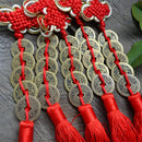 Knot Tassel Hanger Feng Shui 5 Coins Pendant Key Ring Car New.. String N0T8