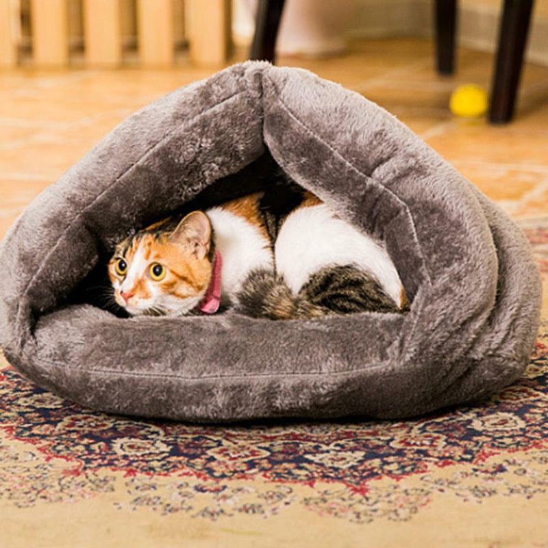 Warm Pet Winter House Dogs Cats Puppy Cave Bed Cushion Mat Sleep Bag Grey