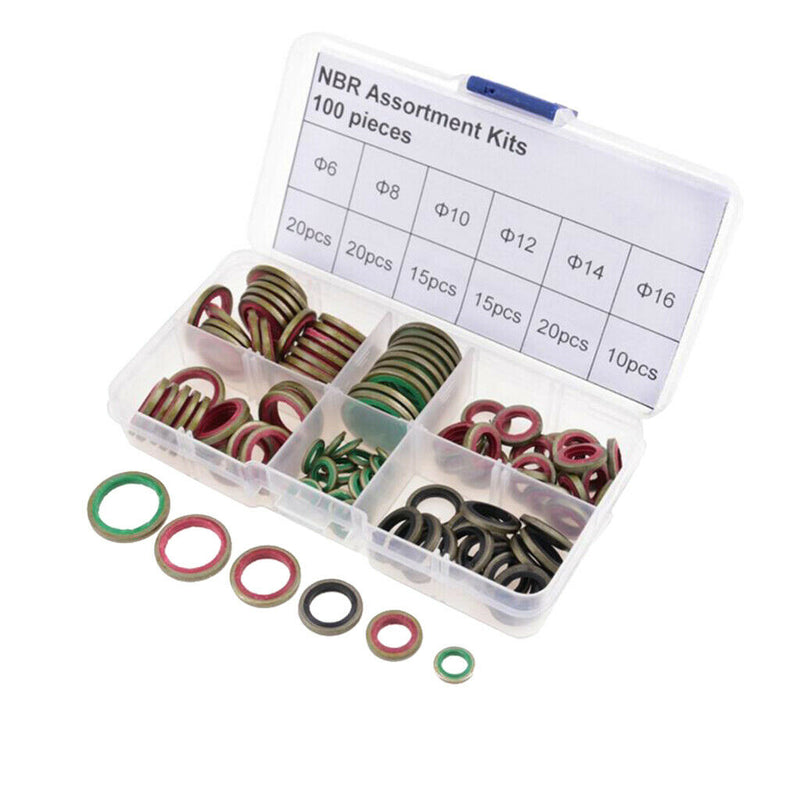 100pcs Self-centered Seal Gasket Washer Assortment M6 M8 M10 M12 M14 M16