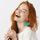 Boho Tassel Dangle Earrings Women Ethnic Fringe Ear Drop Jewelry (Green) A