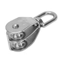 20mm od. Stainless Steel Metal Dual Pulley Wire Rope Block Rope Pulley Bloc