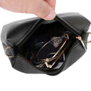 Portable Casual Women Leather Mini Sling Pure Messenger Bags (Black)