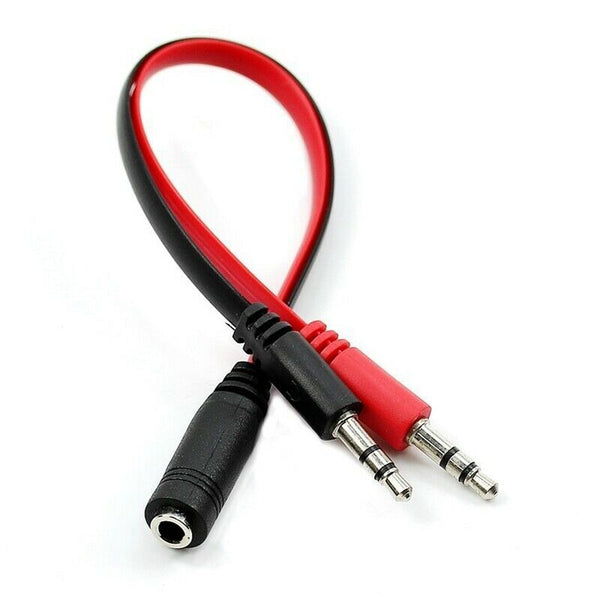 3.5mm Female to Dual Male Mic Audio Y Splitter Cable Extension Cord For PC C2G8