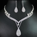 Bridal Chic Clear Austrian Crystal Rhinestone Water Drop Necklace Earrings BX