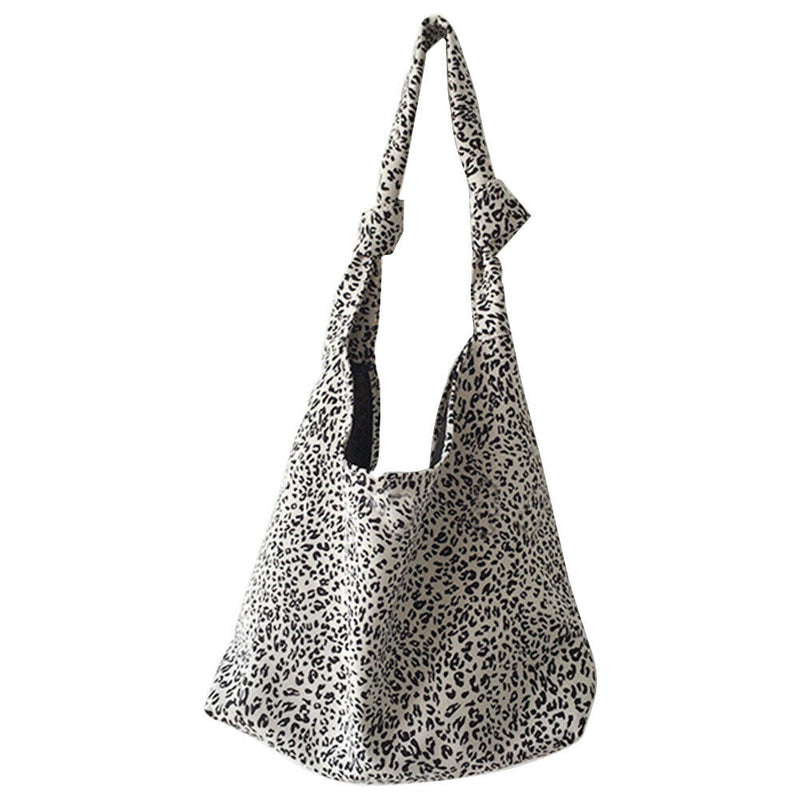 Fashion Cotton Shoulder Tote Bag Female Leopard Pattern Travel Top-handle Clutch