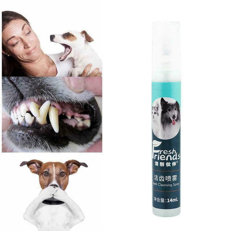 Pet Breath Freshener Spray Dog Teeth Cleaner Dog Cat Oral Dental Healthy US X9A3