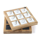9 Grids Bamboo Jewelry Display Ring Display Stand Holder Showcase Organizer
