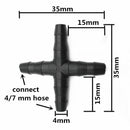 30 Pcs Hose Cross Straight Connector For 4/7 mm Hose 1/4 Inch Barb Barbed C