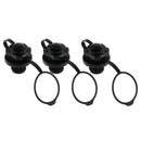 3X Screw Air Valve Caps for Inflatable Boat Pool Dinghy Canoe Accessories Black
