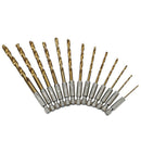 13x HSS Titanium Coated Twist Drill Bit Hex Shank 1.5-6.5mm High Speed Steel