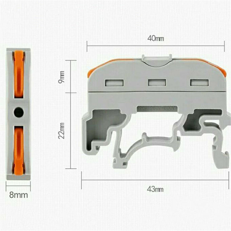 10Pcs LAS--211 1 Pin Din Rail Compact Cable Wiring Connector Terminal Block