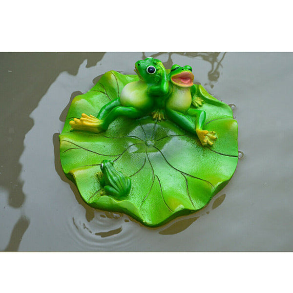 2x Artificial Lotus Leaf Frog Water Floating Ornament Pond Decoration