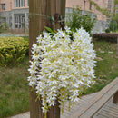 2Pcs Artificial 5-Fork Hanging Vine Simulation Syringa Flower Garland White