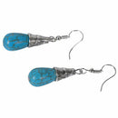 Amazing jewelry silvery tibetan green waterdrop rimous turquoise earrings f B3U9