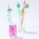 4pcs Drinking Straws Cartoon Owl Rainbow PVC Straws Hawaii Party Table Decor