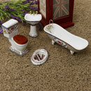 4 PCS 1/12 Mini Furniture Ceramic Bathroom Set Toilet Bathtub & Sink and Mirror