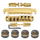 Electric Guitar Roller Saddle Bridge Stop Bar+4pcs Guitar Speed Knobs for LP