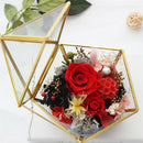 Glass Ring Box Wedding Jewelry Case Immortal Flower Glass Cover Creative Ho G2X5