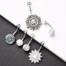 6PCS/Set 14G Stainless Steel Crystal Opal Belly Button Rings Barbell Piercing 3C