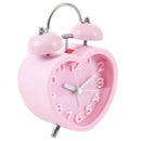 Cute Small Double-Bell Night Light Children Mini Quartz Alarm Clock Heart ( Z6W5