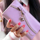 Women's Wallet Leather Wallet Long Purse Wallet Wallet Zipper Tote - purple