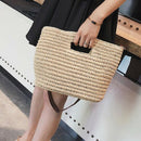 Women Summer Weave Straw Beach Shoulder Bucket Handbags Tote(Beige)