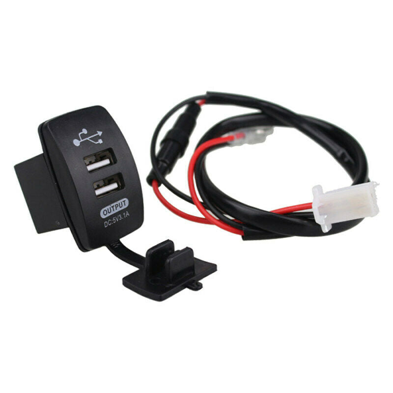 Blue LED Car Motorcycle Dual USB Ports Charger Power Supply 5V 4.2A