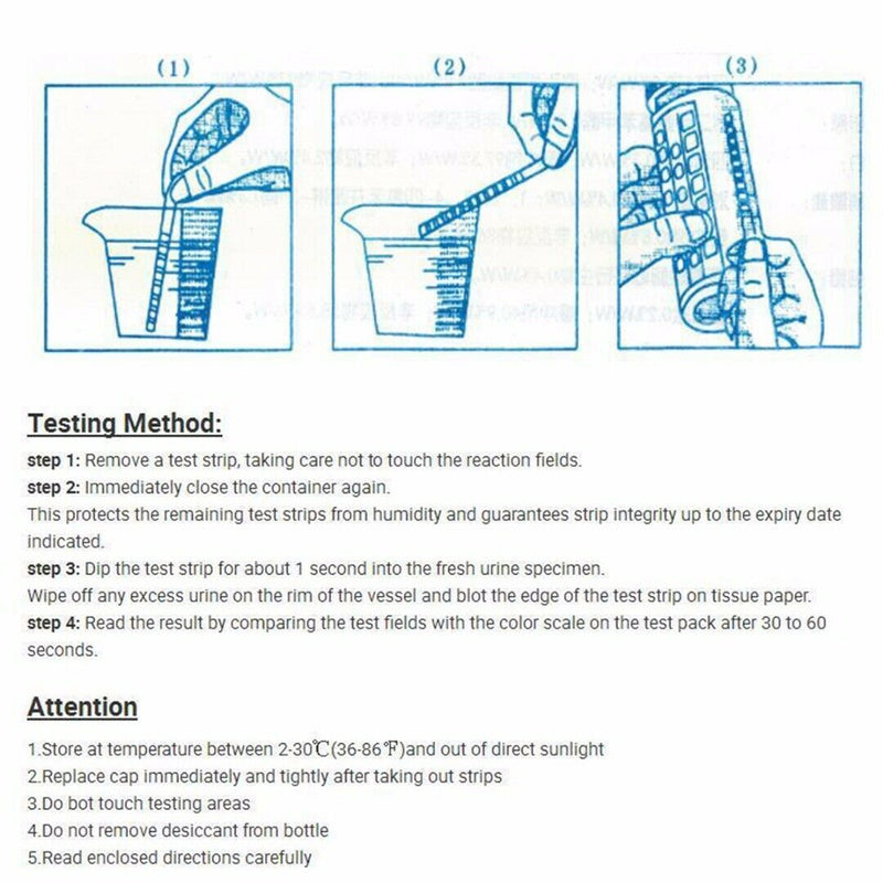 20 Strips Urinalysis Glucose Diabetes Urine Strip Test Pack Quick Selfcheck HQ