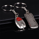 Metal Computer Keyboard Mouse Lovers Key Buckle Automobile Gifts Key PendantB Gw