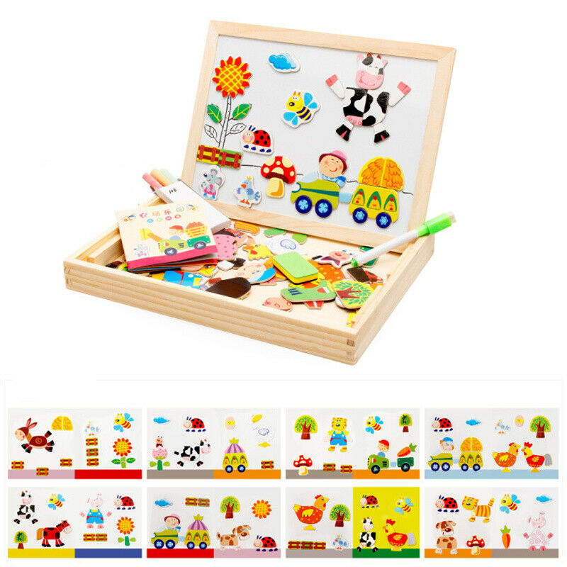Kids Magnetic Drawing Board Wooden Children Puzzles Educational Puzzle T HTR