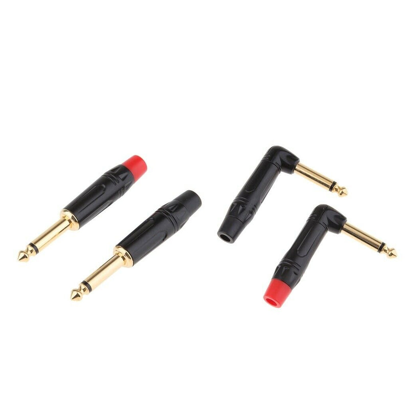 4Pieces 6.5mm Mono Male Amplifier Audio Solder Jack Plug Adapter