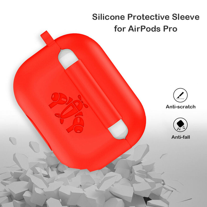Silicone Charging Case Protective Cover with Carabiner for AirPods Pro Headset