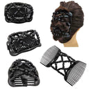 Women Magic Variety Hair Comb Imitation Wood Double Row M9S4 In Bead Change Y7Q4