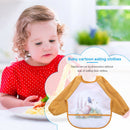 Cartoon Full Sleeve Baby Bib Waterproof Paint Feeding Apron (Orange Duck) A