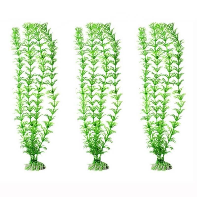 4pcs/Stem Green Artificial Plastic Grass Water Plant Fish Tank Aquarium D pols