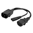 IEC320-C14 TO C13+C7 Power Adapter Cord Male to Female 3-pin UPS Server