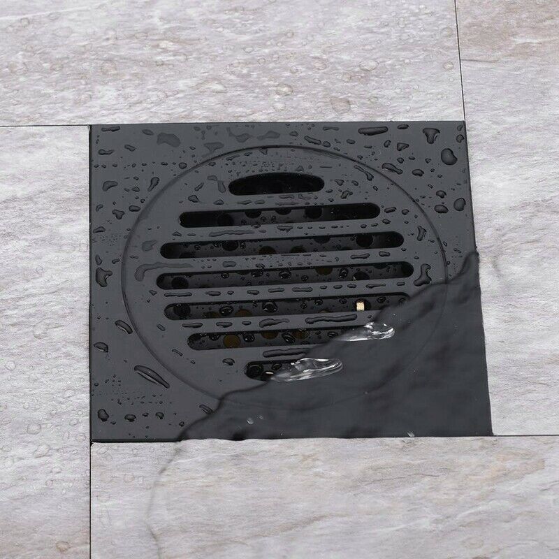 4 Inch Square Shower Drain with Removable Cover Grate, Brass Anti Clogging  S4O7