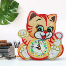 DIY Full Drill Diamond Painting Kitten Clock Pendants Embroidery Mosaic Kit