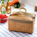 Portable Imitation Rattan Lunch Bags Insulated Thermal Cooler Lunch Box Tot