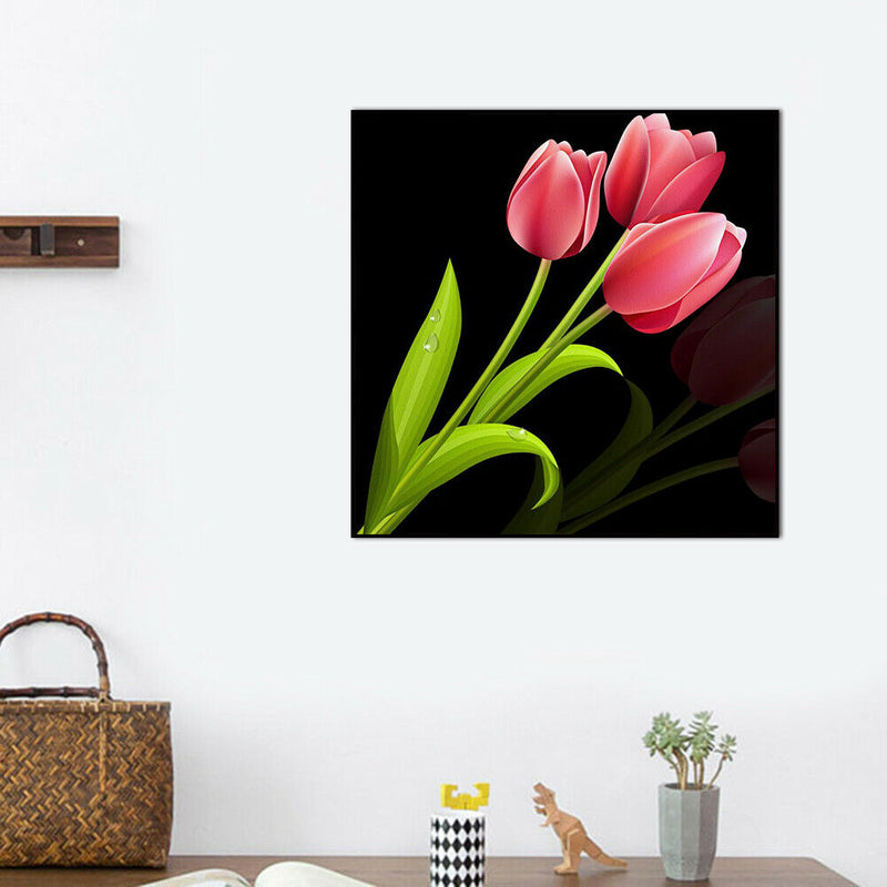 5D Full Round Drill Diamond Painting DIY Pink Tulip Wall Rhinestone Picture