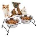 Double Pet Dog Bowl Cats Puppy Food Water Feeder Stainless Steel Pet Bowl w