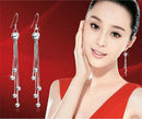 PopSilver Plated Earrings For Women Round Long Dangle Drop Earrings With Tassels